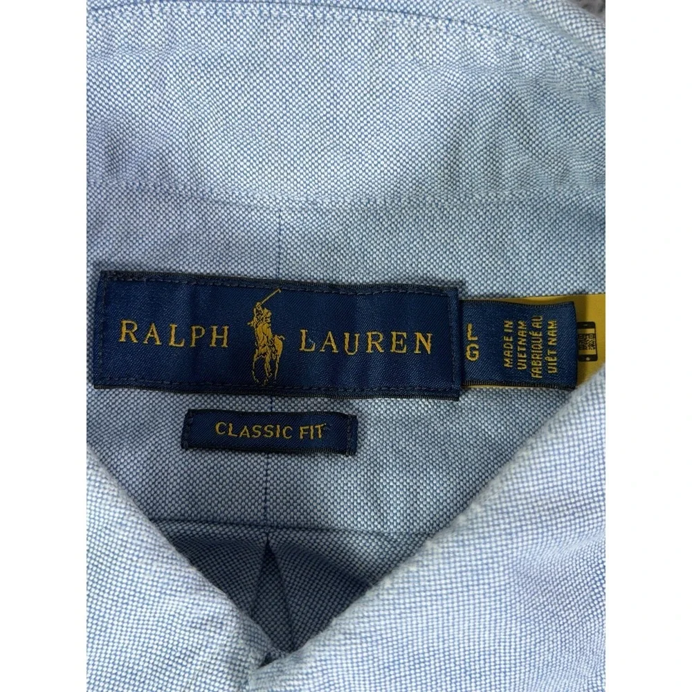 Ralph Lauren Classic Fit Oxford Cotton Shirt Blue SS Button Down Men's Large